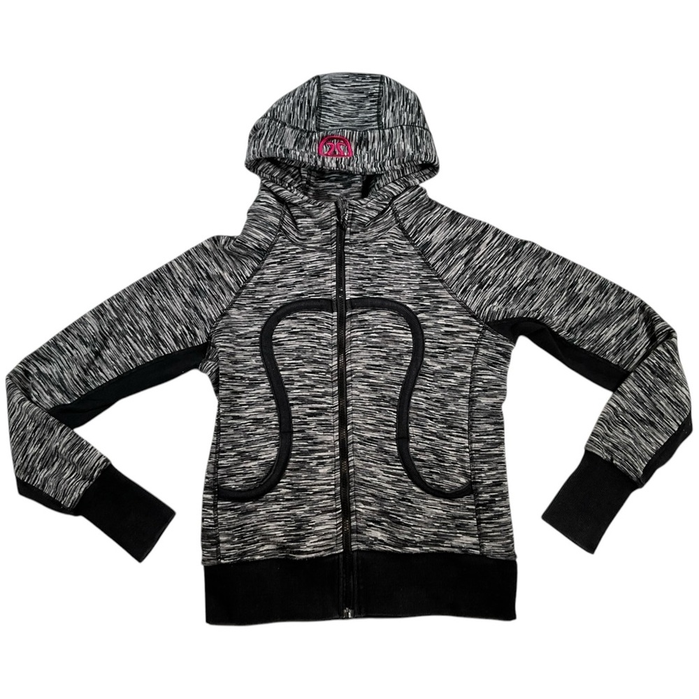 Lululemon Scuba‎ Hoodie II Heathered Marled Black / Black/Grey Size 6
